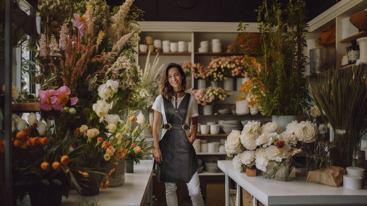 Eskandur Luxury Leather Apron Best Apron with flowers