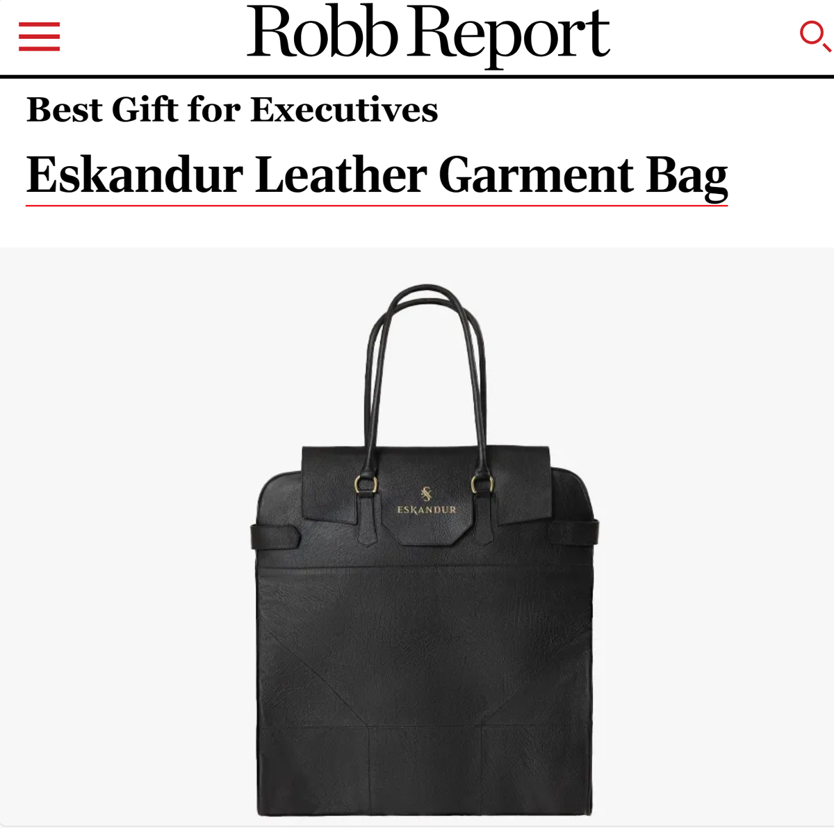 Eskandur luxury garment bag on shoulder  black leather 